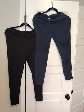 Black and Navy Women’s Stretch Leggings - Classic Everyday Pant